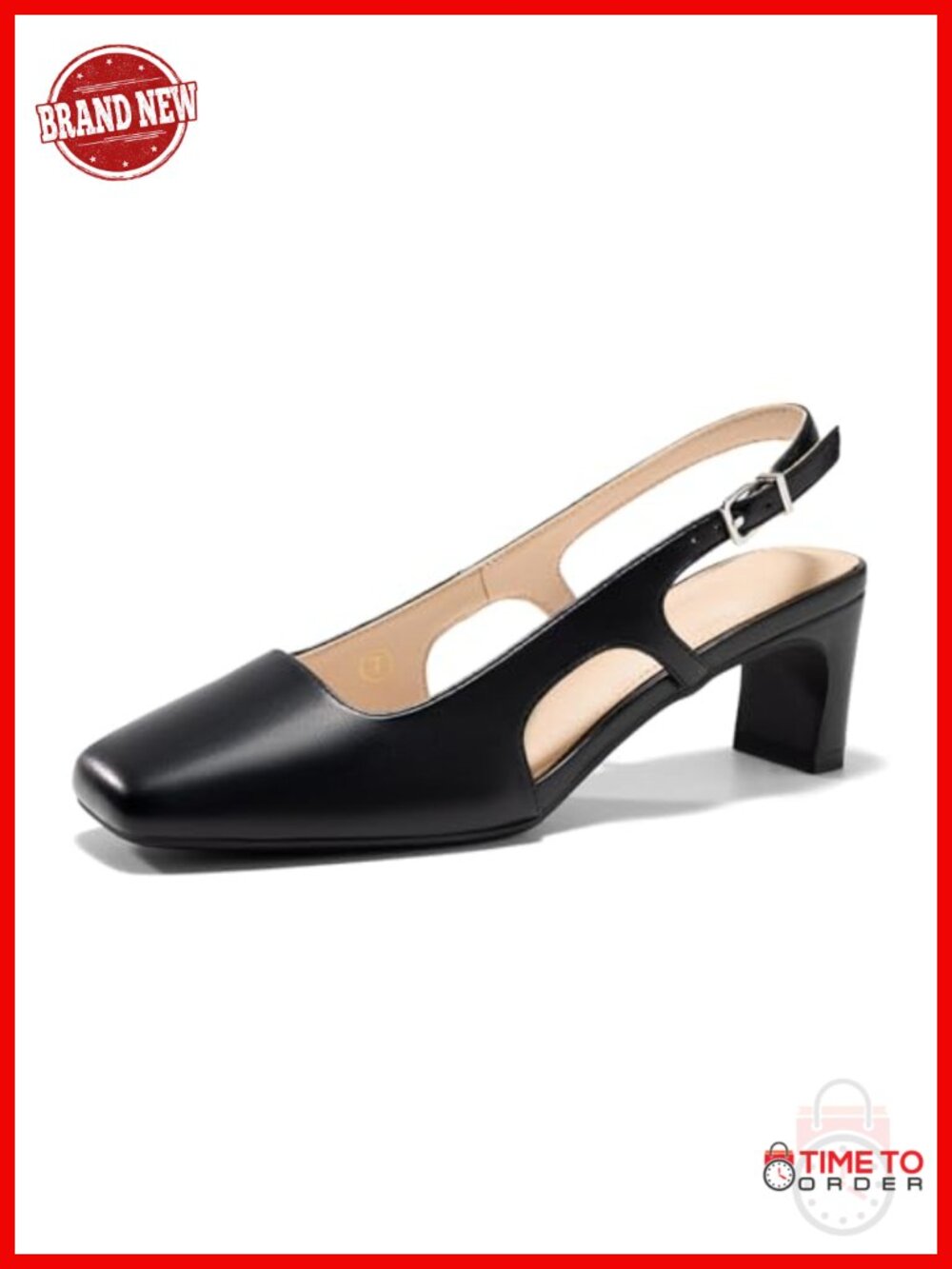 Womens Slingback Chunky Low Heels Closed Square Toe Pumps Wedding Party Dress
